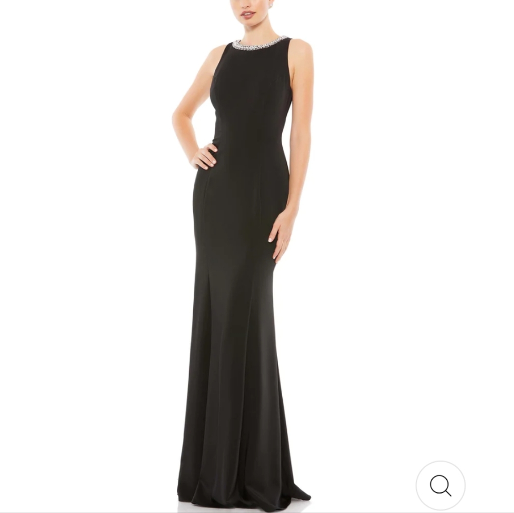 Mac Duggal Embellished Neck Trumpet Gown Black Size 14 - Picture 1 of 10